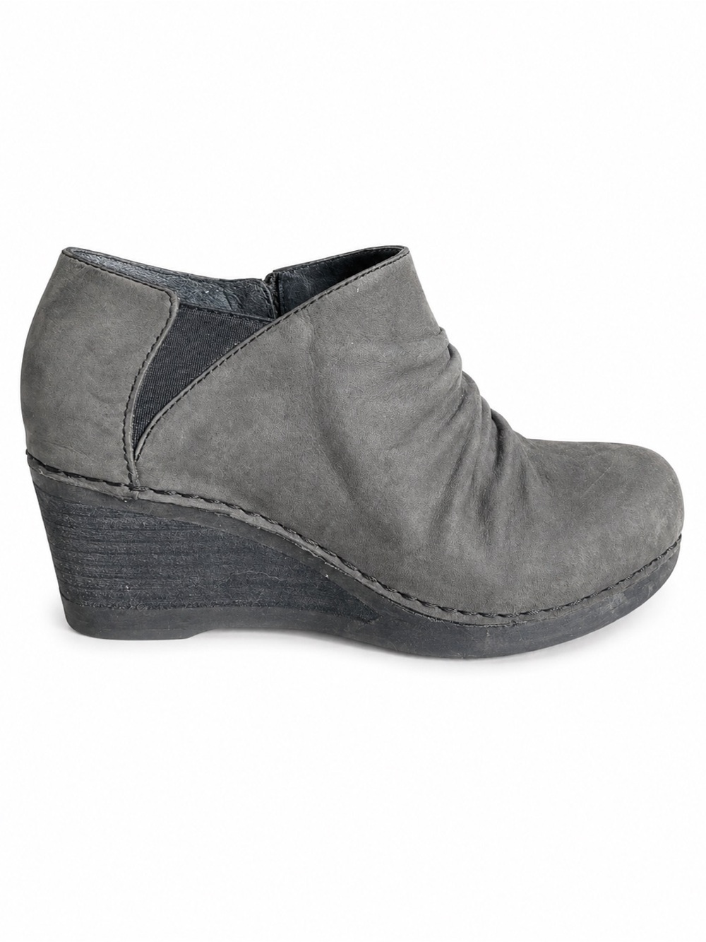 Dansko Sheena Nubuck Wedge Ankle Booties Gray Comfort Shoes EU 36 (US 5.5-6)